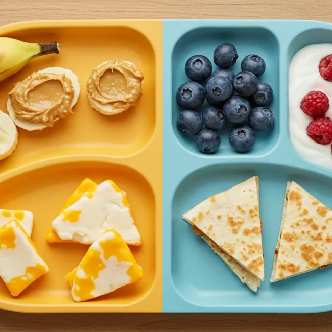 3 ingredient toddler snacks with banana, yogurt, and cheese