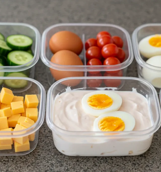 Budget toddler snacks prepped in bulk with veggies, yogurt, and eggs