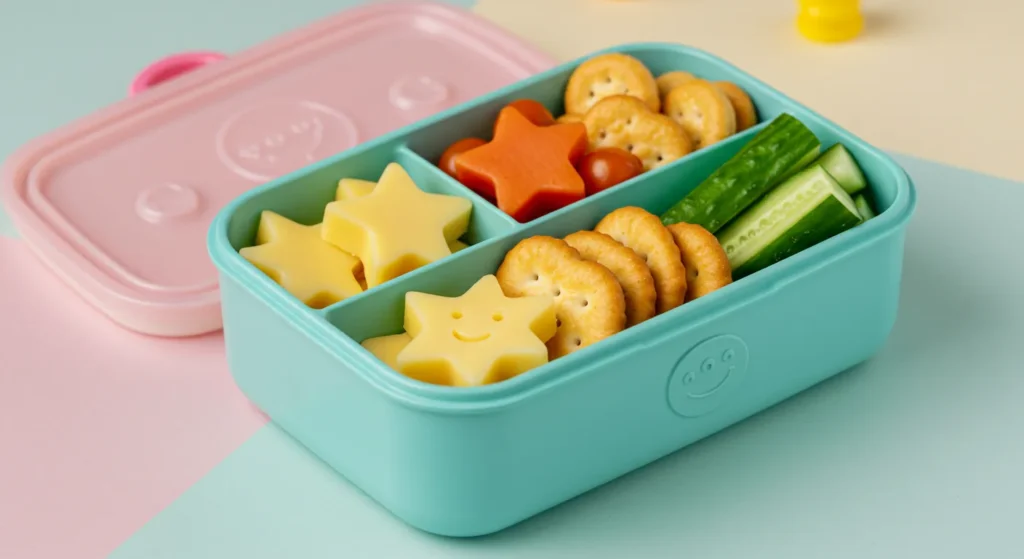 Creative Toddler Snack Ideas with Cheese and Crackers 3 Toddler snacks with cheese cubes, crackers, and grapes