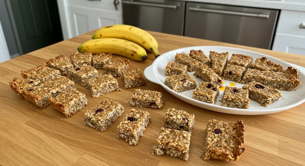 Easy Homemade Snack Bars for Toddlers 2 Homemade snack bars for toddlers with oats, banana, and fruit