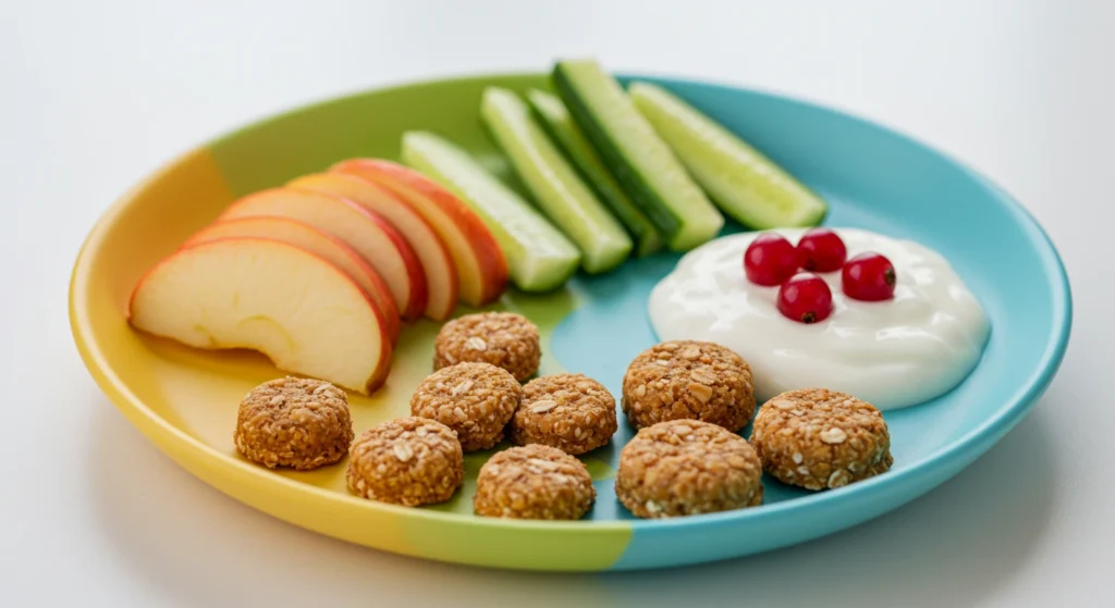 No-Sugar Toddler Snack Ideas (Naturally Sweet and Healthy) 3 No sugar toddler snacks with fruit, yogurt, and oatmeal bites