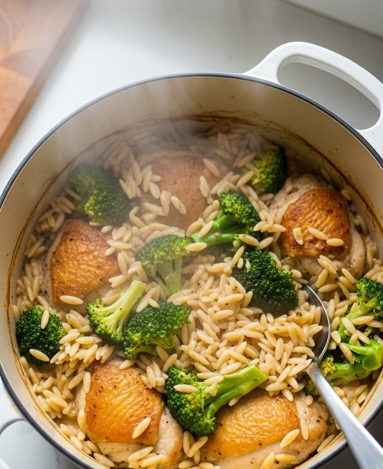 Effortless Elegance: One-Pot Chicken, Broccoli, and Orzo for Weeknight Wins 1 One Pot Chicken Broccoli and Orzo