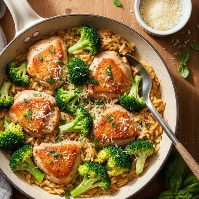 One Pot Chicken Broccoli Orzo