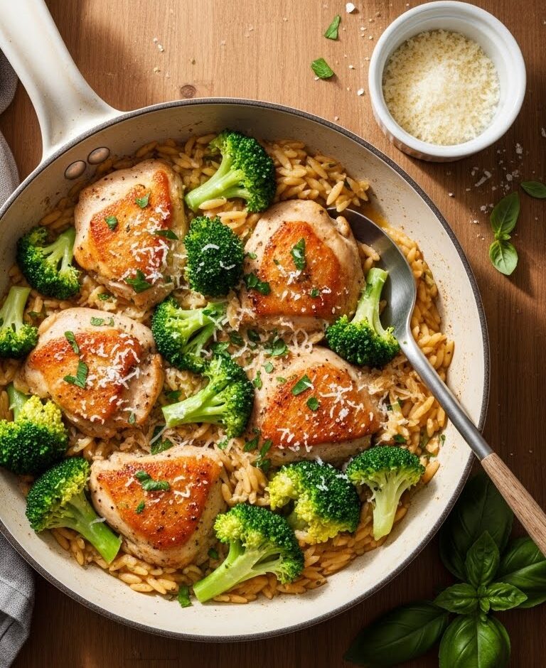 One Pot Chicken Broccoli Orzo