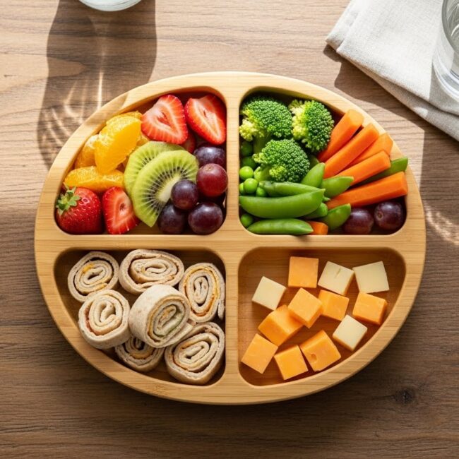 Balanced toddler lunch meal plans with fruits, veggies, and wraps for 1 to 3 year olds