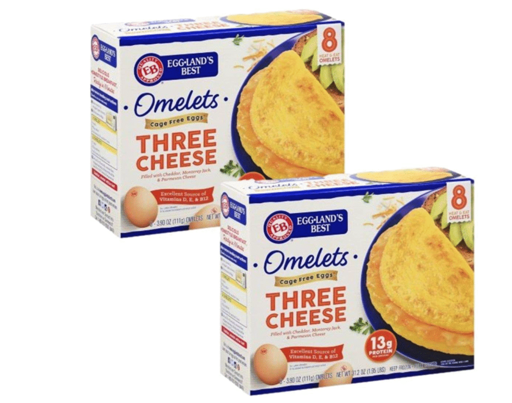Eggland’s Best Three Cheese Omelettes (Frozen) – 16 Count, 2 Boxes | Quick Breakfast