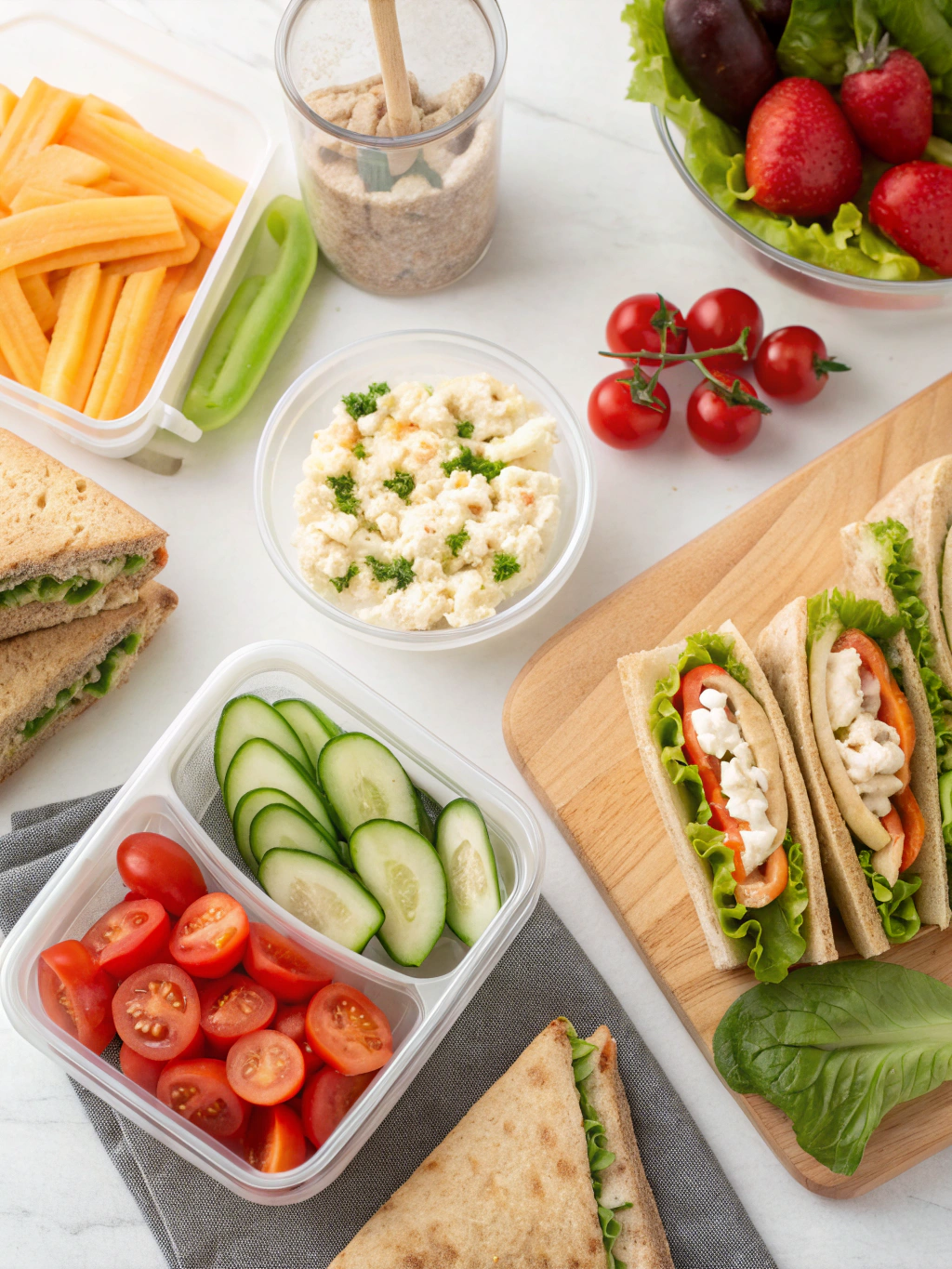 Easy lunch ideas ingredients layout